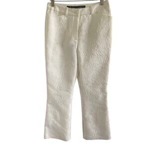 Vien White Brocade Texture Pattern Pants